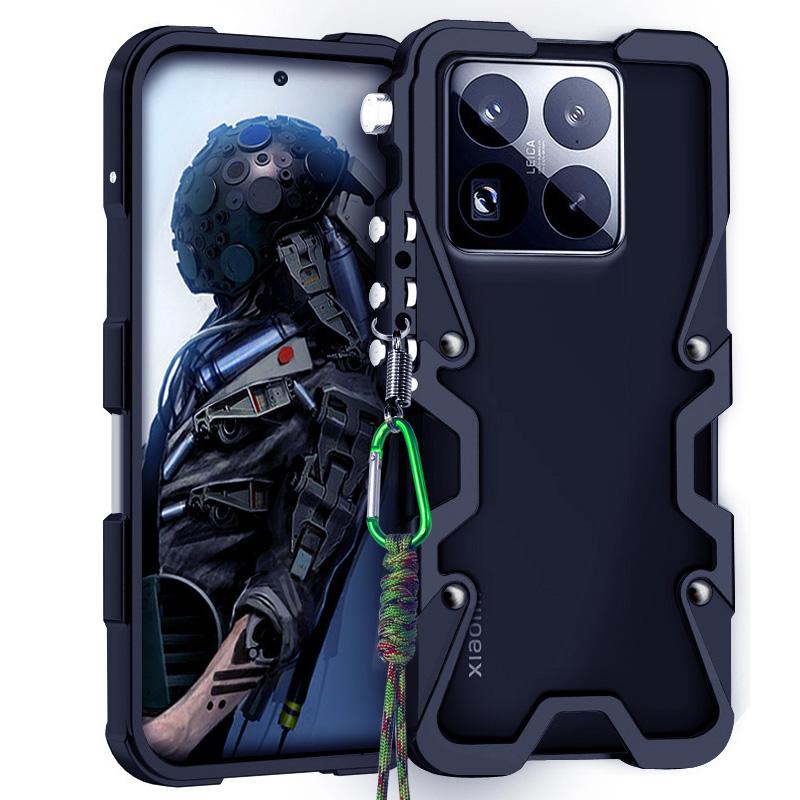 

Для Xiaomi 15 Pro/15S Pro Чехол-бампер Металлический чехол-накладка из алюминиевого сплава для телефона с ремешком Black