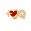 Hot-Selling Red Heart-Shaped Single Braces With Sparkling Zircon Diamond Fashion Gold Plated Teeth for Men Women