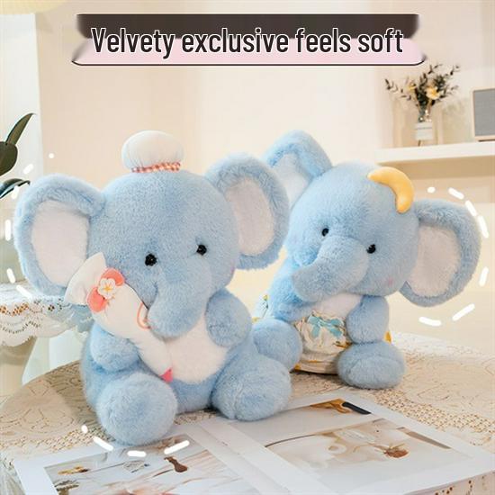 Blue Jiji Elephant Plush - Soothing Cloth Doll for Children's Sleep
