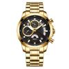 Fashion Men'S Watch Solid Steel Belt, Left 3-Eye Six-Pin Multi-Functional Quartz Watch, Luminous Waterproof