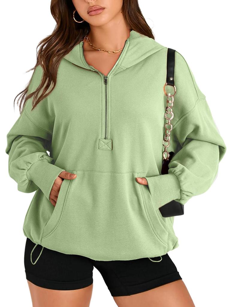 2026 Women's Autumn/Winter European & American Solid Color Long Sleeve Hooded Zip-Up Sweatshirt with Pockets
