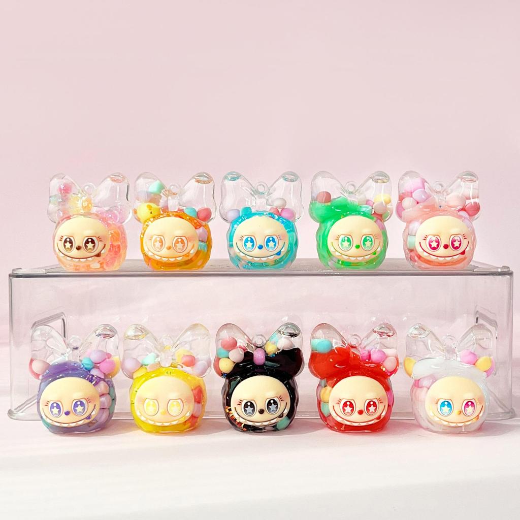 Acrylic Oil-Filled Cartoon Bow Knot Keyring Bag Charm Gift