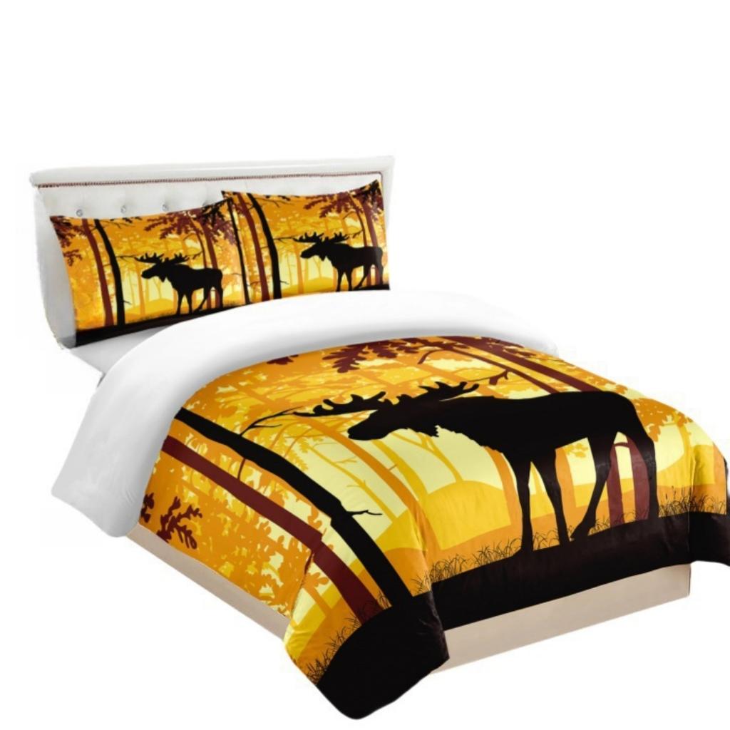Bedding Set Sunset Deer Printed Pattern Duvet Cover Kids Adult Bed Set Room Decor 1 Duvet Cover, 1-2 Pillowcases