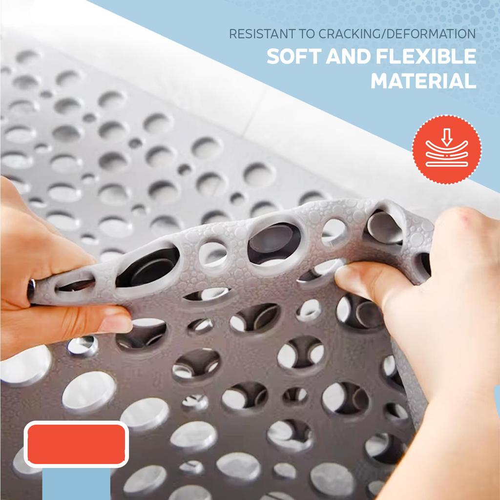 Non Slip Bath Mat & Shower Mat with Suction Cups & Drain Holes Soft Machine Washable Non Slip Bathtub Mat Shower Mats for Inside