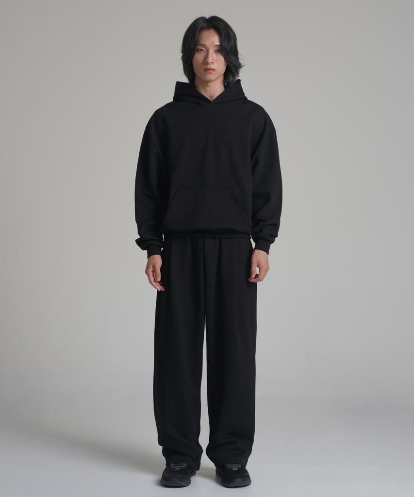 Noming One-Pleat Wide Sweatpants - Black