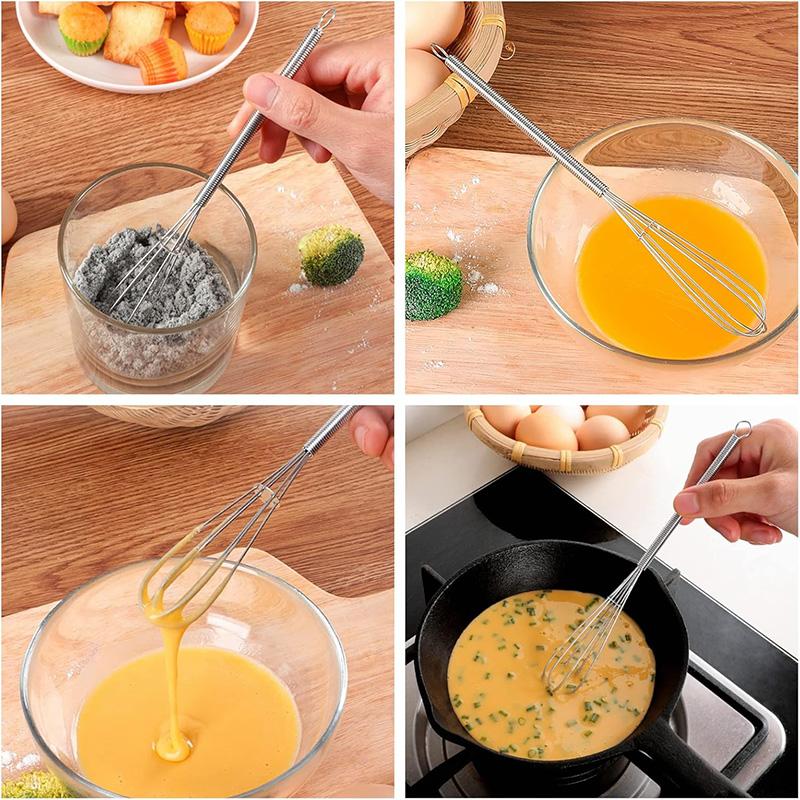 2/4Pcs Stainless Steel Mini Whisk Spring Coil Wire Egg Beater Handheld Egg Whisk Beater Manual Hand Whisker Kitchen Tiny Whisk