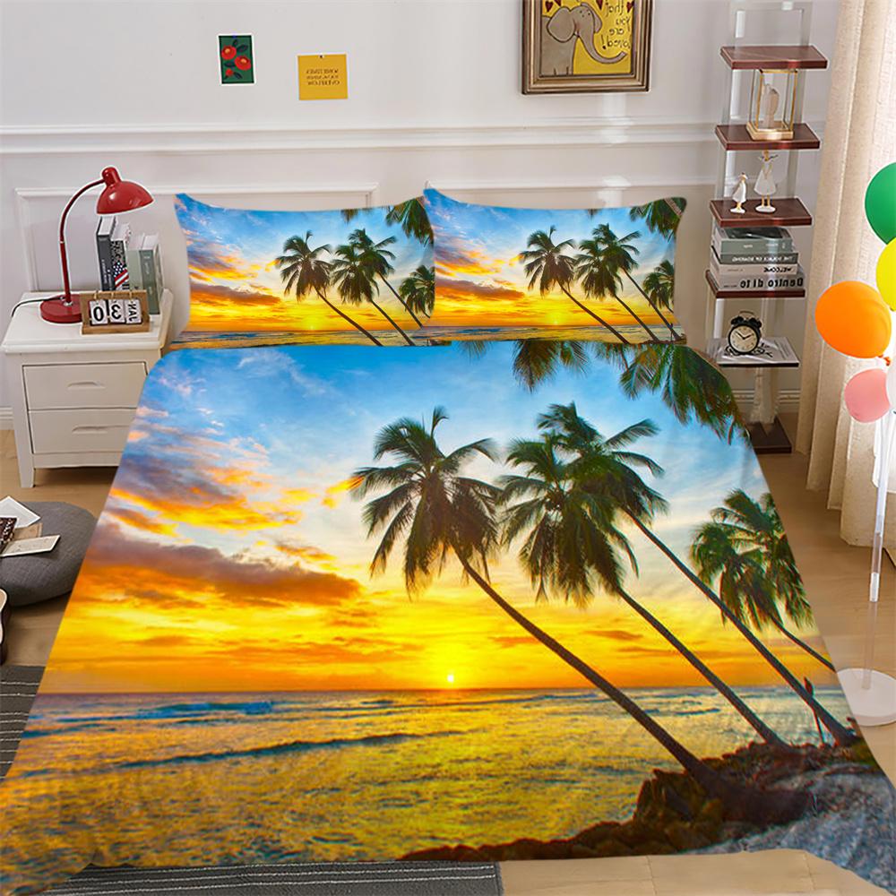 3D Scenery Printing Bed Set Cover Twin Size Polyester Soft Bedspreads Woman High Ranking Home Bedclothes