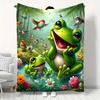 Happy Frogs Play Theme Soft Flannel Blankets,Warm Throw Blanket Comfortable Blanket for Picnic Beds Sofa Home Bedroom Cover Kids