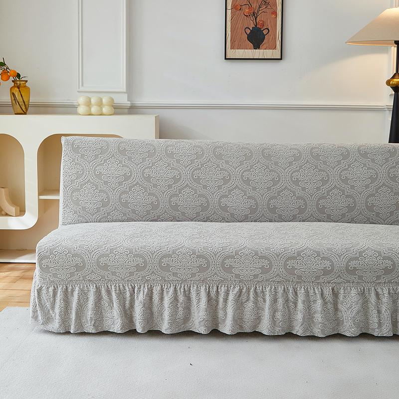Armless Futon Cover Stretch Sofa Bed Slipcover Protector Elastic Feature Rich Textured High Spandex Small Checks Jacquard