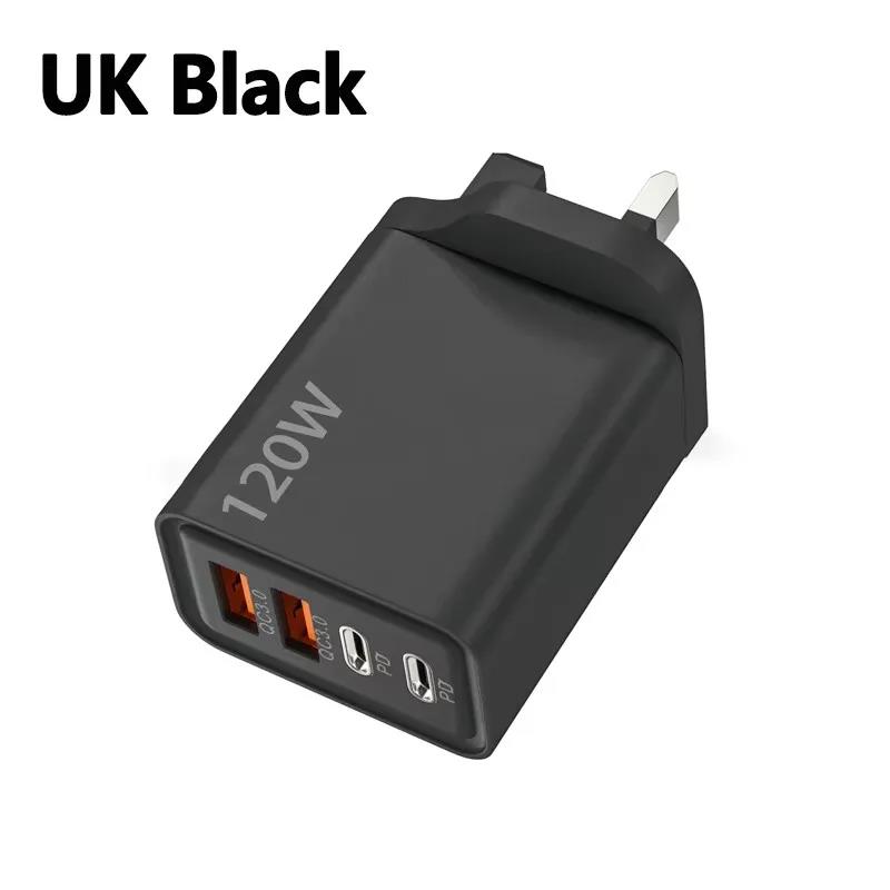 120W 4-Ports USB Type-C Charger Fast Charging Data Cable USB Phone Charger Adapter For Xiaomi IPhone17 16 15 Huawei Wall Charger 4
