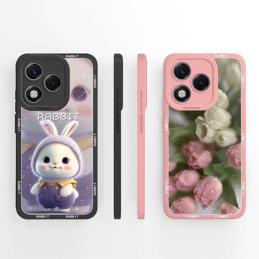 Silikonový kryt s motivem květiny pro Huawei 400 Lite X7c X8 X8c X9c Play 30 60 Plus, odolný proti pádu, s motivem květů a ochranou obrazovky proti pádu pro Huawei.