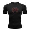 Men's Quick Dry Compression Athletic T-Shirt, Spike Dark Print Breathable Slim Fit Workout Top for Gym Running Training