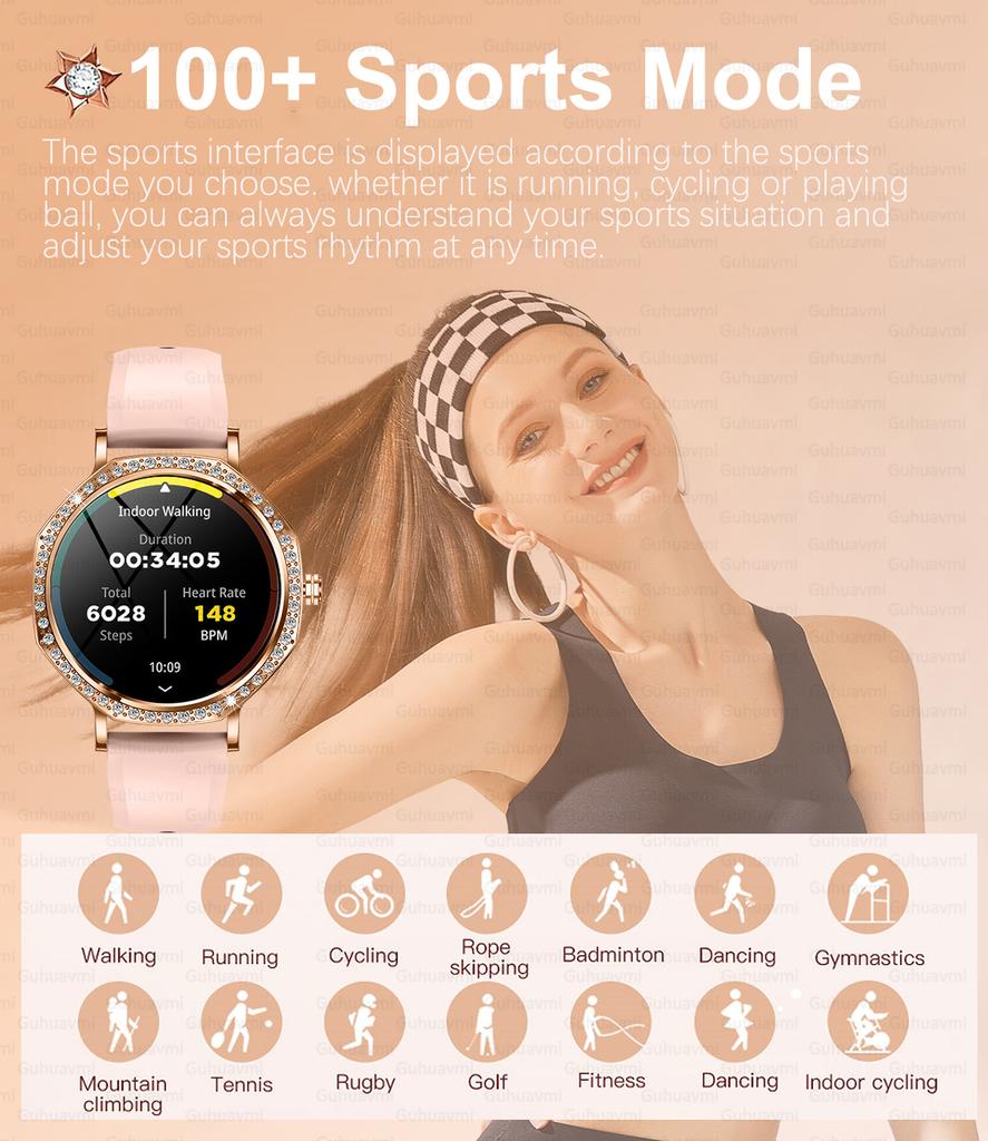 New Smart Watch Women 8mm Ultra-thin 1.32" AMOLED HD Screen Sport Fitness Bracelet DIY Dial Bluetooth Call Luxury Smartwatches