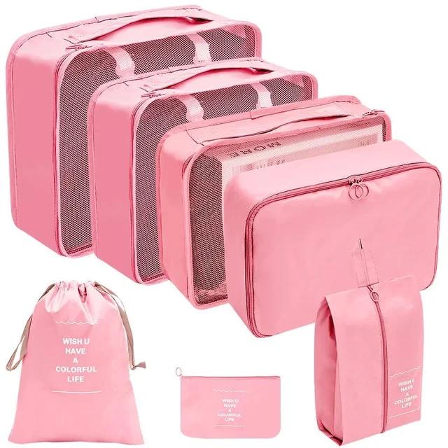 7/8/9/10 Pcs Set Travel Organizer Storage Bags Suitcase Packing Cubes  Cases Portable Wardrobe Luggage Clothes Shoe Pouch Fold
