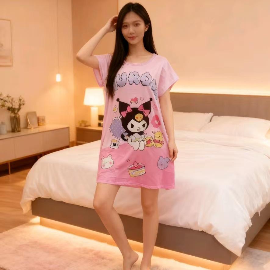 Women's Cute Summer Cartoon Pajamas: Loose Nightgown Homewear
