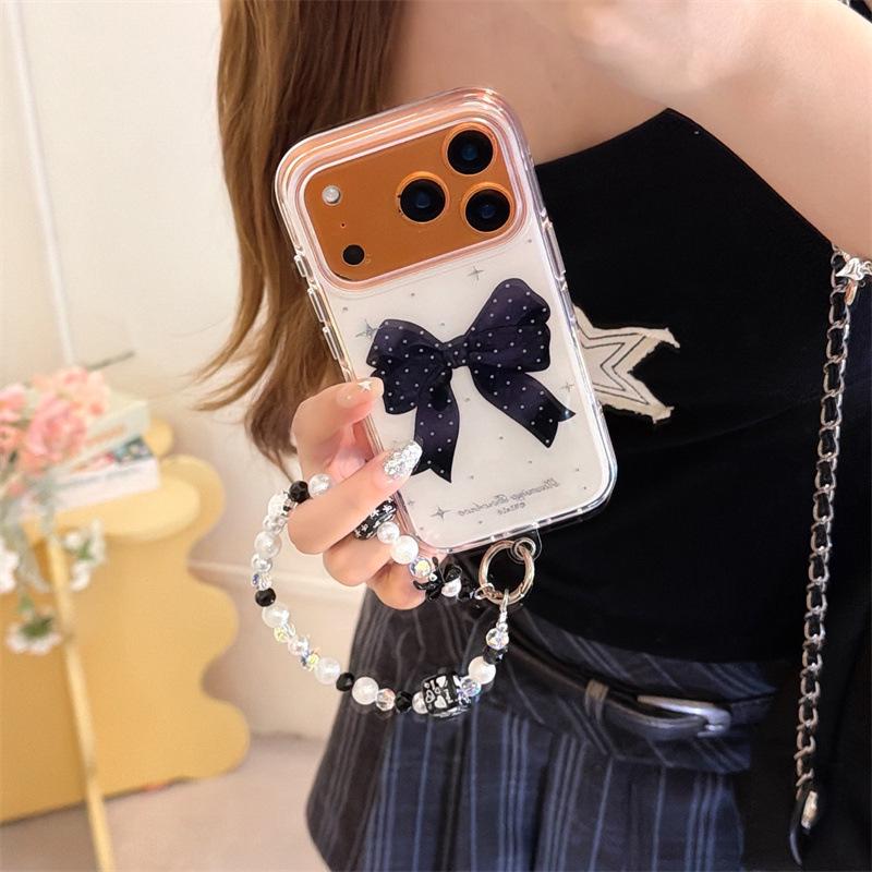 Lux Rhinestone Black Bow iPhone Case for 17/16 Pro Max/15/14