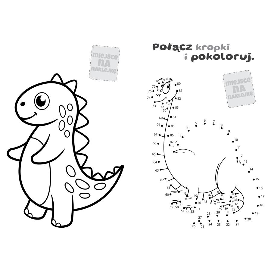 Baw Się I Koloruj Dinozaury Malowanki Kolorowanki Książka + 24 Naklejki