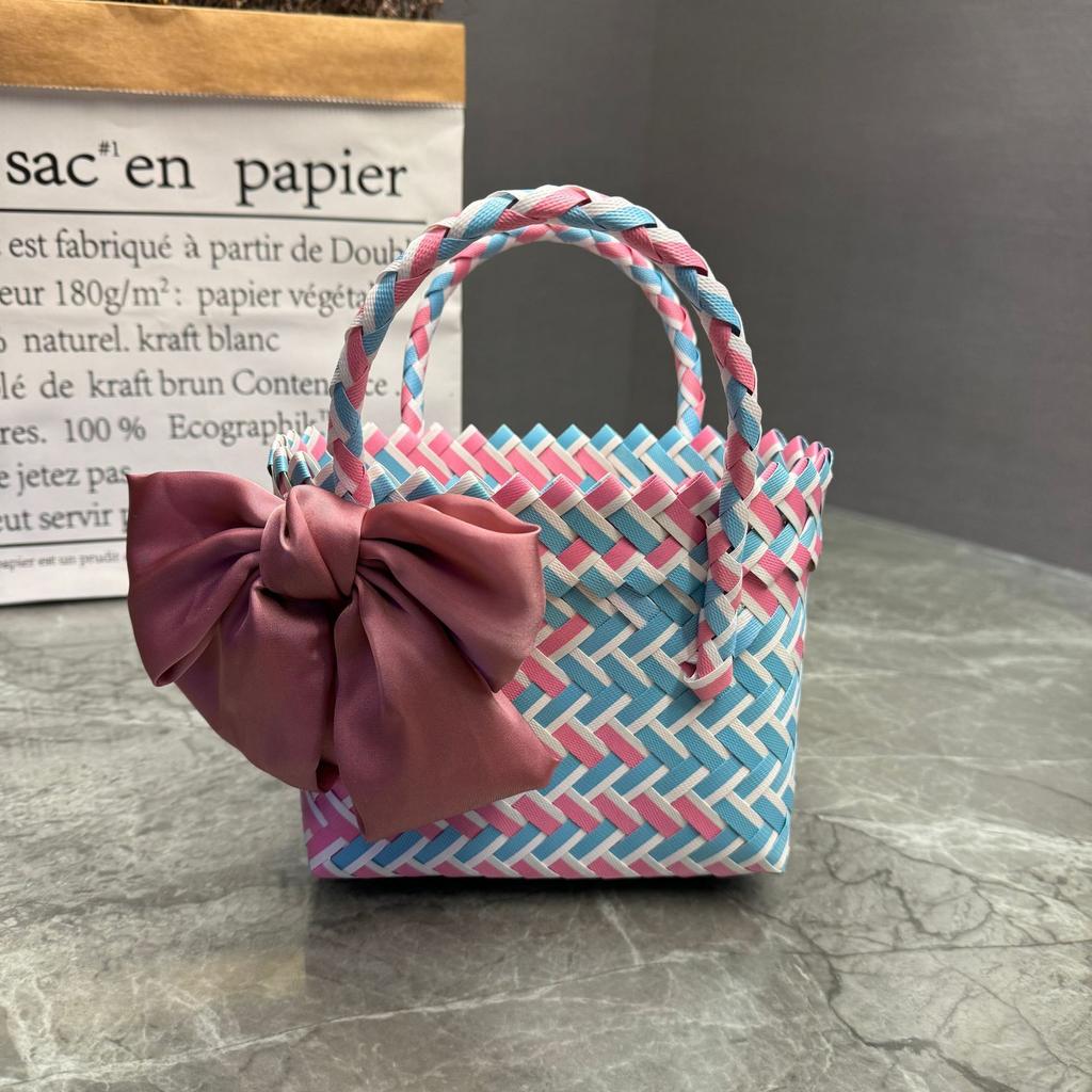 Plastic Woven Handbag Woven Basket Souvenir Basket Bag Beach Women's Bag