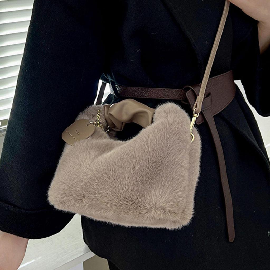Women Plush Handbag Shoulder Bag Fashion Comfortable Lightweight Exquisite Gift Top Handle Cute for Daily Life Use Traveling