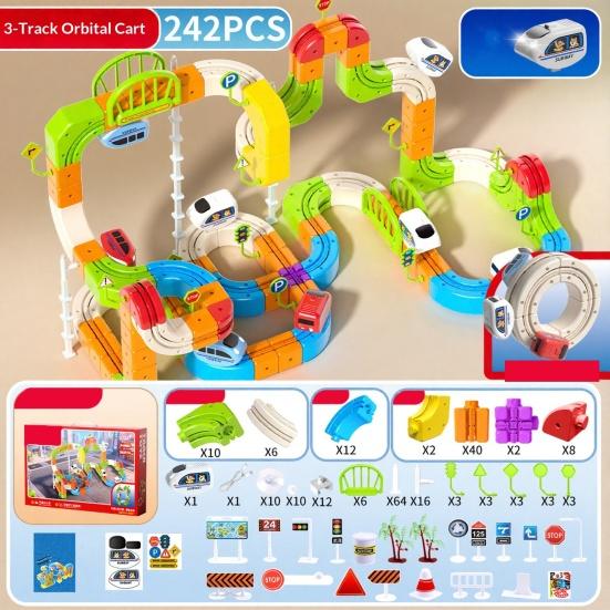 1 Set Çocuk Elektrikli Raylı Tren Oyuncak DIY Tren Yapı Bloğu Ray Yapım Kiti Küçük Çocuklar Erkek Kızlar Elektrikli Tren Ray Montaj Oyuncak