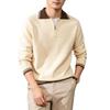 Mens Long Sleeve Quarter Zip Pullover Sweater | Casual Loose V Neck Sweaters with Thumb Hole, Collared Ribbed Knit Jumper Tops, Over