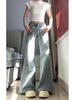 American Women's Loose Micro Flare Denim Jeans - Summer 2026 Trendy Floor-Length