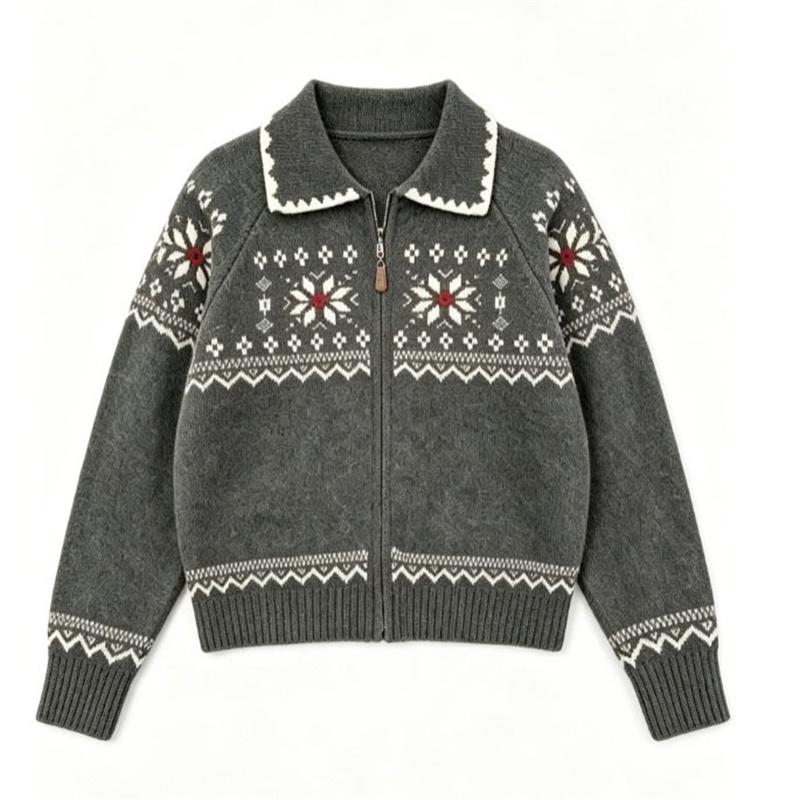 New Fall/Winter Stretch Knit Jackets and Tops Men Women Loose-Fit Knit Sweaters Vintage Jacquard Knit Cardigans