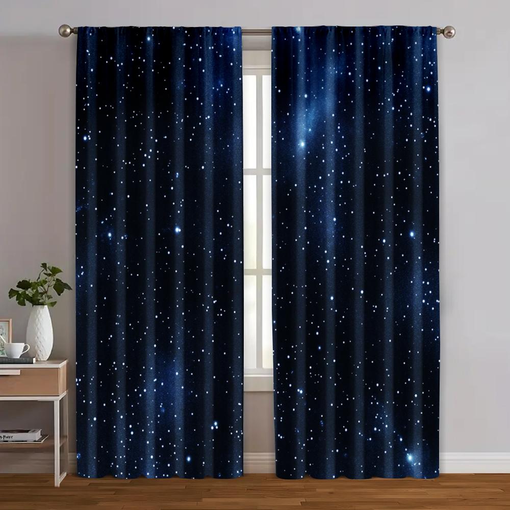 2pcs   Curtains Roller Blinds  print Starry Night Sky Machine Washable (without rod) Decorations For Home for Bedroom   Living