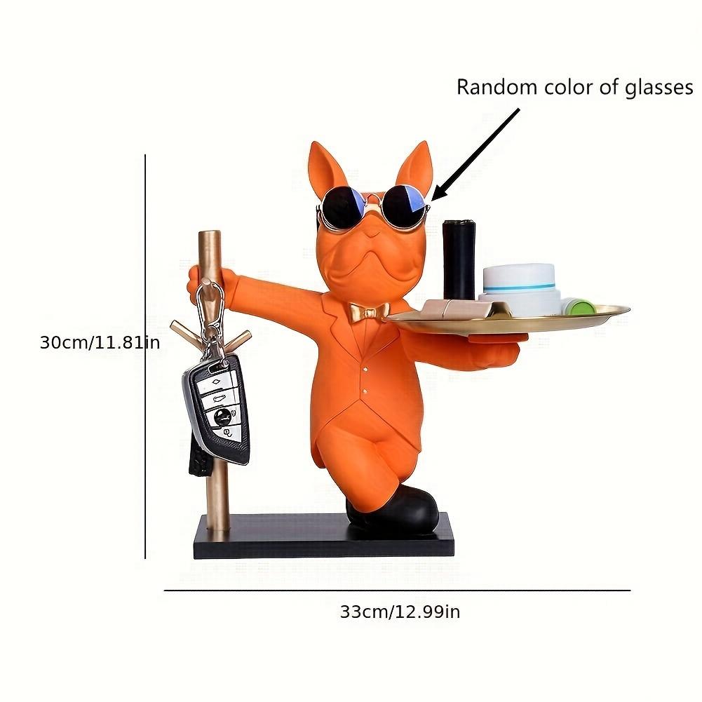 French Bulldog Sculpture Dog Statue, Decorative Figurine Storage, Metal Tray Coin Money Box/saving Pot Entrance Key Snack Holder