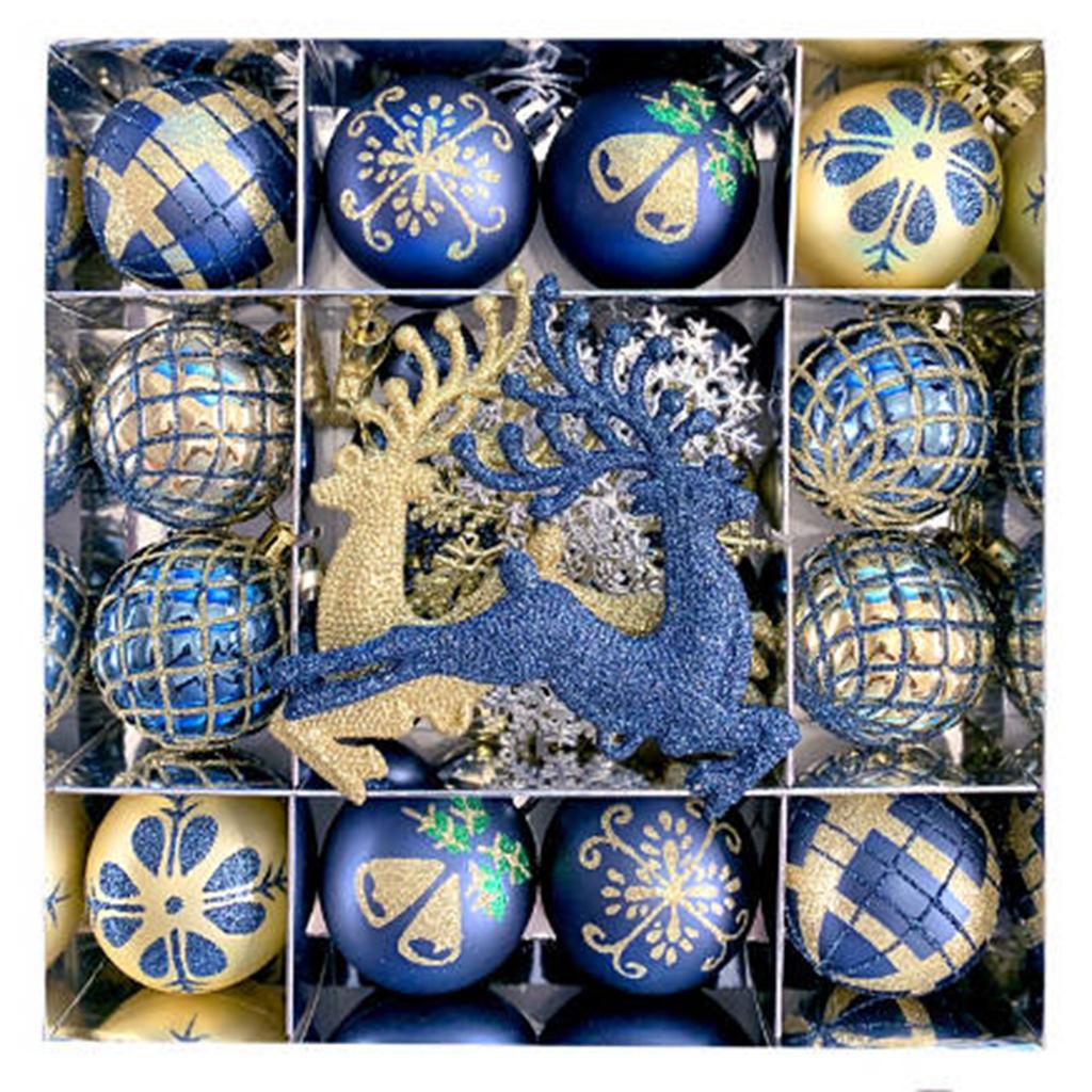 Christmas Decorations Electroplated Plastic Ball Ice Snowflake Elk Christmas Ball Set Pendant.