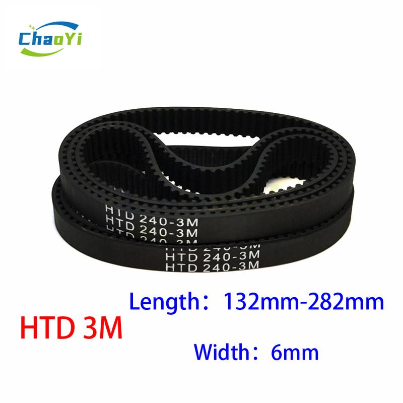 HTD 3M Closed Loop Timing Belt Length 132mm-282mm Width 6mm 3M Synchronous Belt Rubber Drive Belt 144-3M 225-3M 255-3M Pitch 3mm