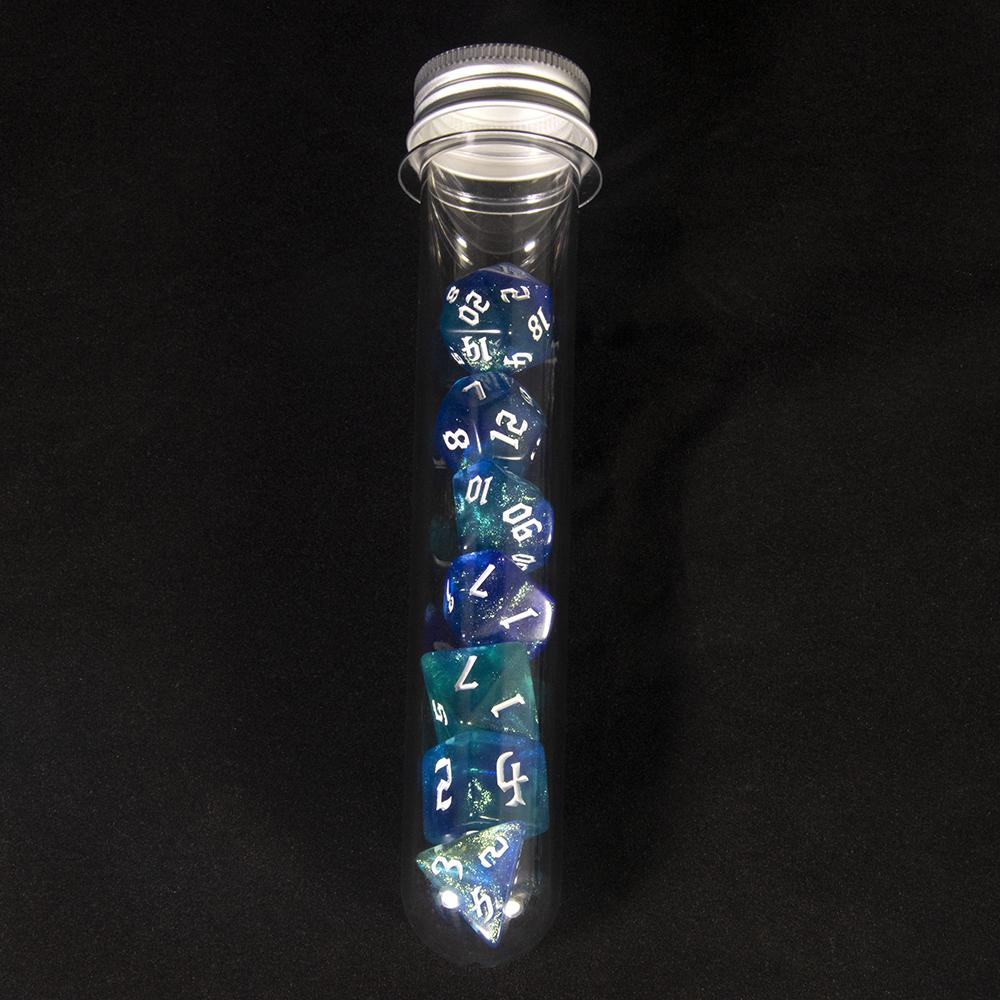 7pcs Game Dice Set Glitter Colored Polyhedral Dice D4-D20 with Tube for Table Game, Gaming Gift