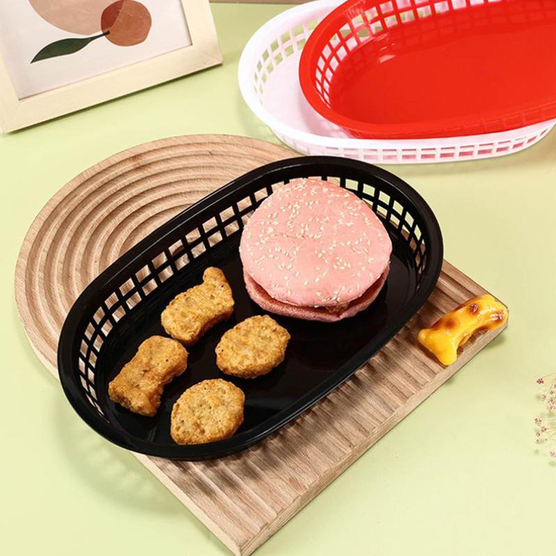 Fast Food Körbe, Serviertablett aus Kunststoff für Deli Hähnchen Burger Sandwiches Pommes - Gastronomie-/Restaurantbedarf