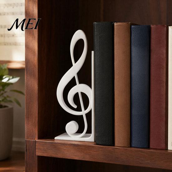 Elegant Music Symbol Display 3D Printed Treble Clef Bookends, Note Shelf Organizer, Non-Slip Modern Bookend Practical Desk Accessory with Stable