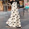Women's High-Waist Polka Dot Slit Long Skirt