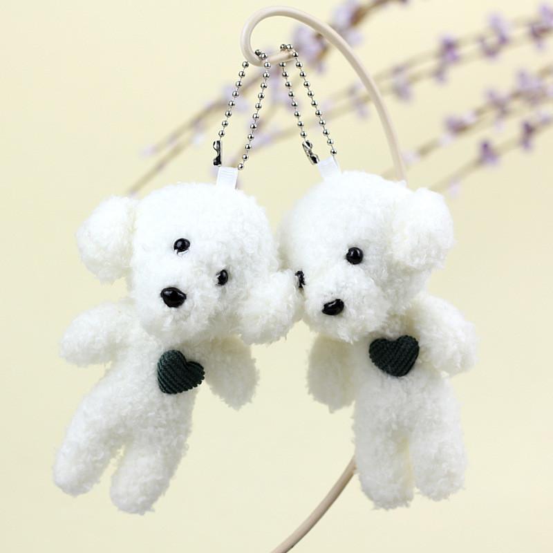 Cute Miniature Teddy Dog Plush Keyring Stuffed Poodle Toy Heart-shaped Puppy