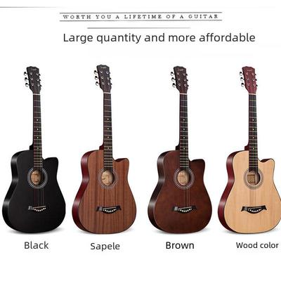 38-Inch Wooden Guitar for Beginners: Folk Practice Instrument for Adults and Students