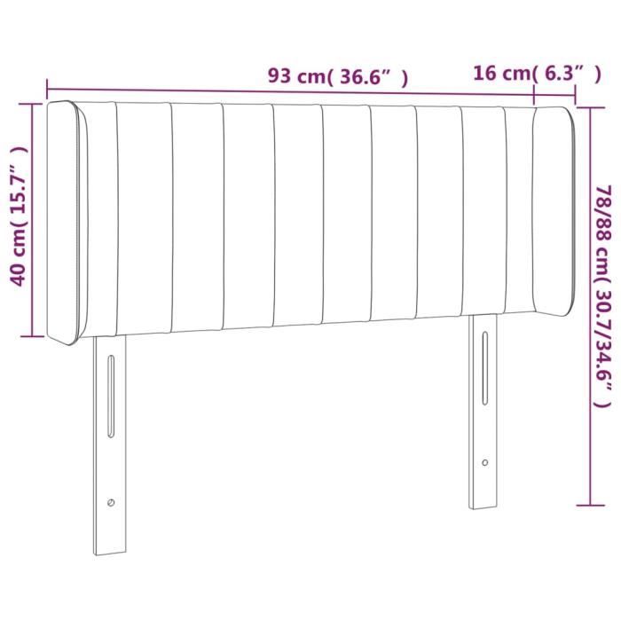VidaXL Headboard with Ears Black 93x16x78-88 Cm Fabric3118990