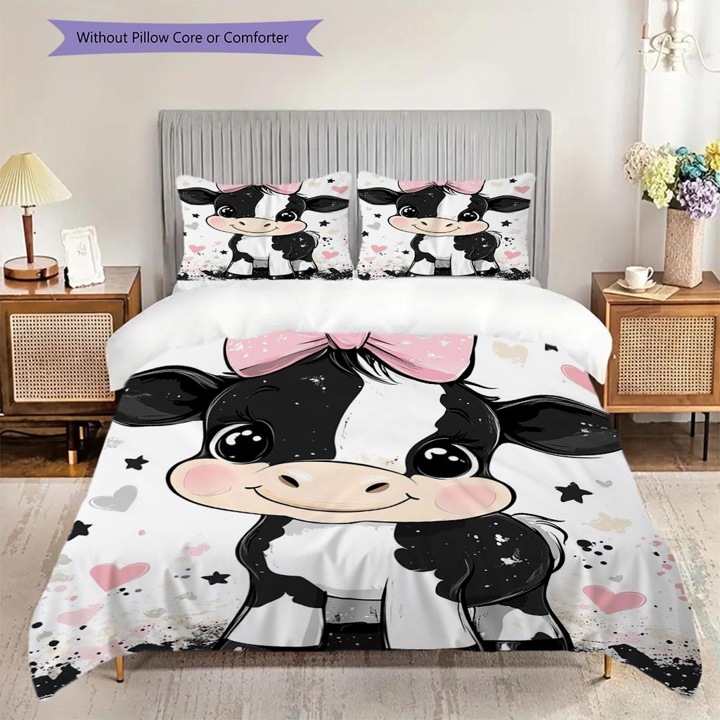 Cow Pattern Bedding Quilt Set Quilt Cover Pillowcase Home Decoration Birthday Gift (1 * duvet cover + 2 * pillowcase, without core)