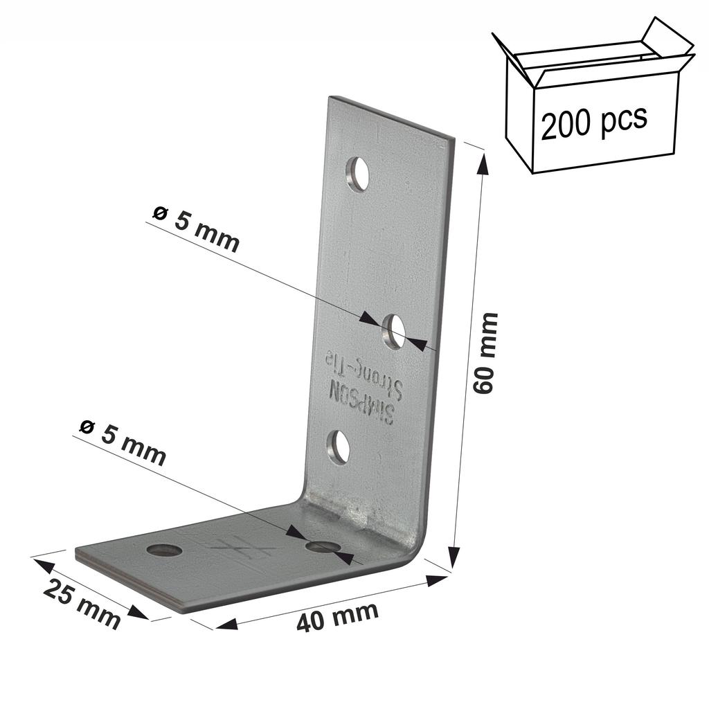 Perforated angle connector ANPS204625 40X60X2.0X25mm