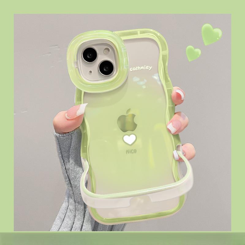 Applicable To Apple 15 Mobile Phone Case In Summer IPhone 14 Smudge Love 13 Wavy Edge 12 Invisible Double Bracket Transparent