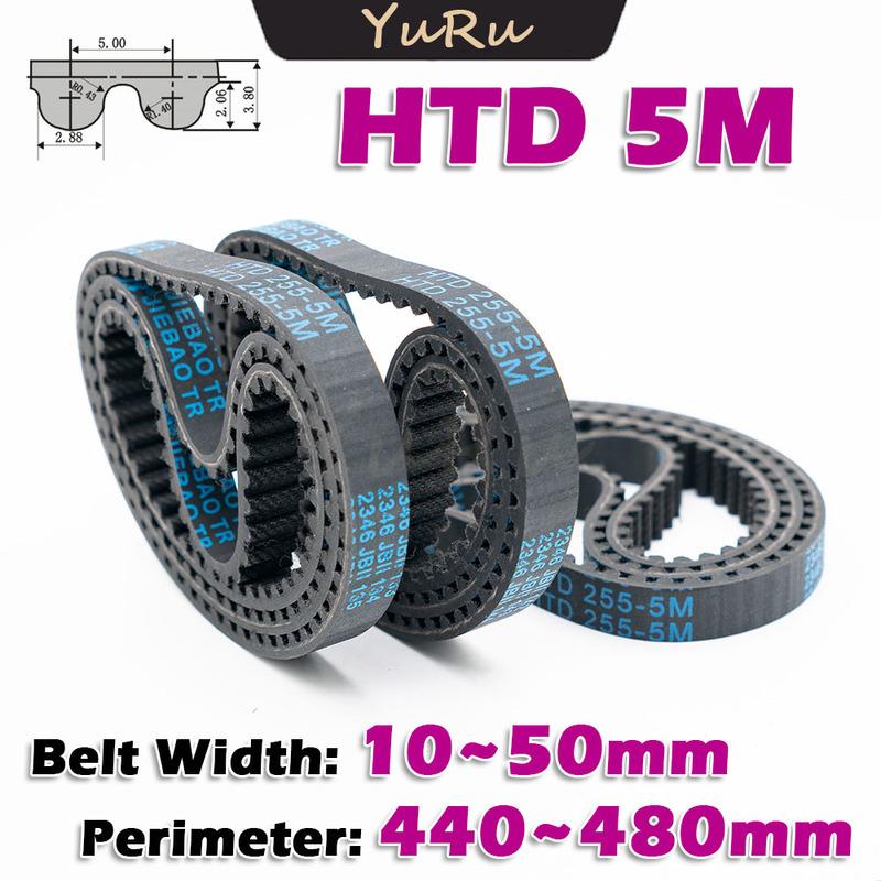 HTD 5M Rubber Closed Loop Timing Belt Perimeter HTD5M 440 445 450 455 460 465 470 475 480mm Transmission CNC Drive Width 10~50mm