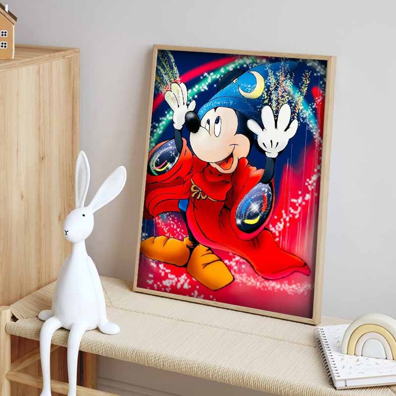 Disney Diamond Painting 5D Magician Mickey Mouse Illustration Diy Gift Suitable For Living Room Bedroom Office And Home Décor