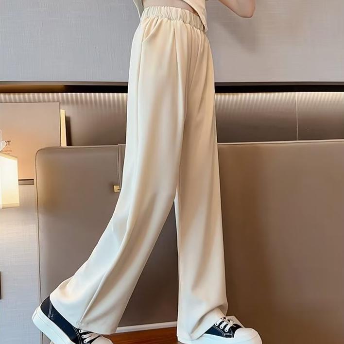 Girls' Summer Pants Summer Thin Mosquito Repellent Pants Ice Silk Black Children's Suit Wide Leg Pants