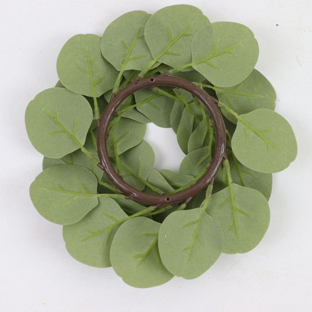Multicolor Artificial Eucalyptus Wreath Faux Greenery Desktop Candle Ornament Porch Wall
