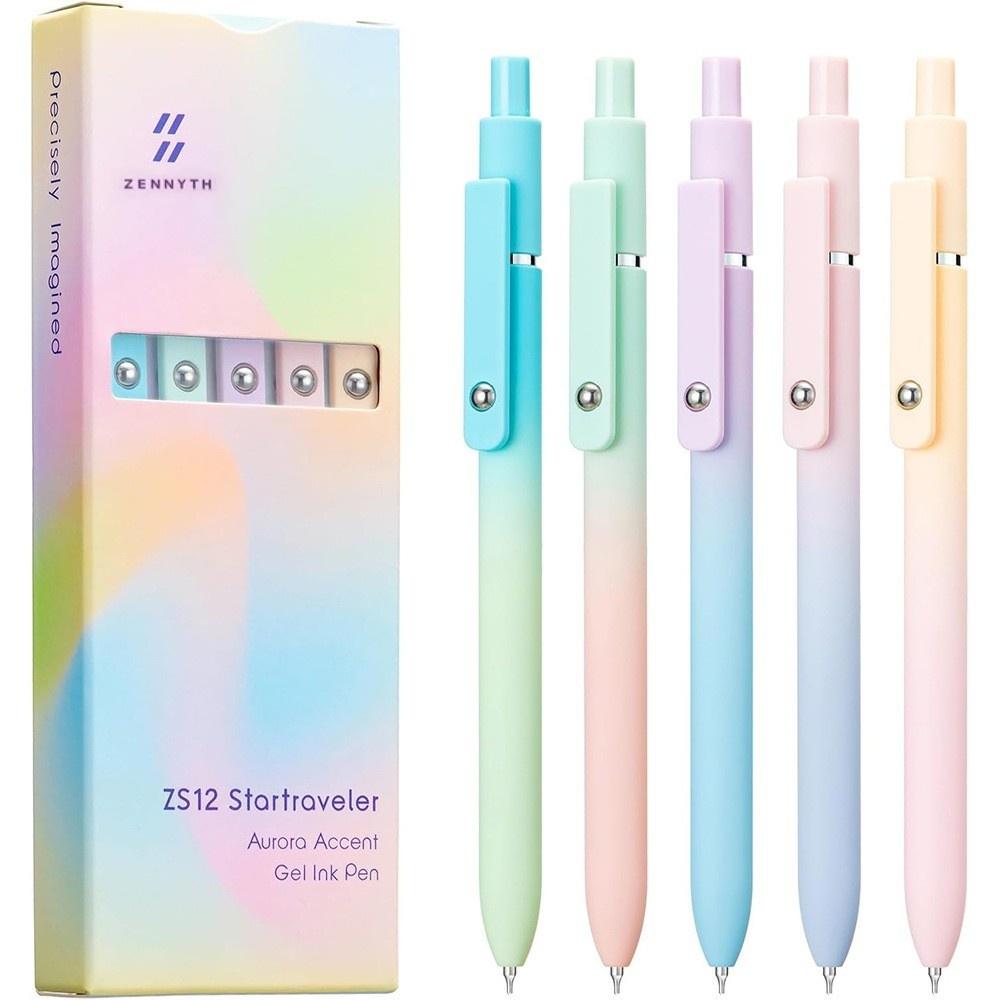 

5pcs Startraveller Gel Ink Pens Set Rainbow Vintage Retro Design 0.7mm Ballpoint Black Color School Office Stationery