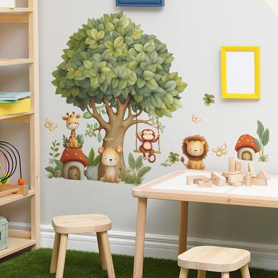 Dekorative Wandaufkleber für Das Pilzhaus und Kleintierhaus Unter Dem Cartoon-Baum