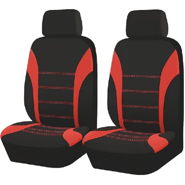2PCS Car Front Seat Covers, Comfortable Breathable Automotive Seat Covers With Removable Headrest Cover, Sporty Car Seat Protector Cushion For Cars,