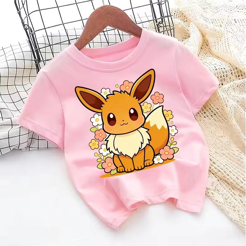 2026 Summer Pokemon Jigglypuff Print T-Shirt Cotton Loose Family Matching Tee for Kids Travel Game & Sports Y2k