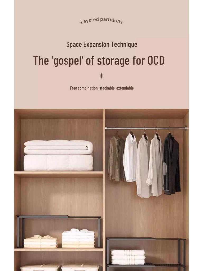 Retractable Wardrobe & Cabinet Organizer: Space-Saving Pull-Out Partition for Clothes & Shoes
